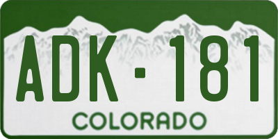 CO license plate ADK181