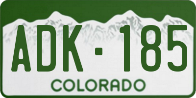 CO license plate ADK185