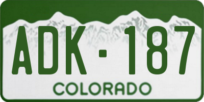 CO license plate ADK187