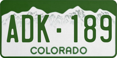 CO license plate ADK189