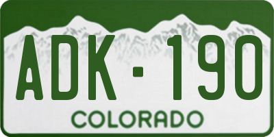 CO license plate ADK190