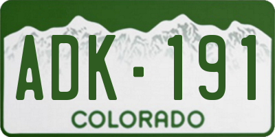 CO license plate ADK191