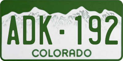 CO license plate ADK192