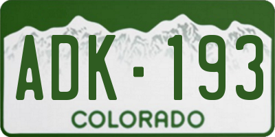 CO license plate ADK193
