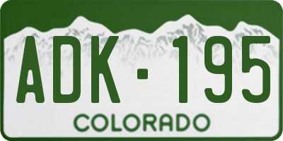 CO license plate ADK195
