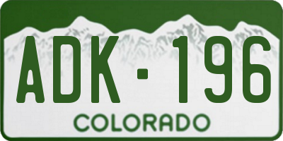 CO license plate ADK196