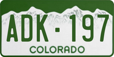 CO license plate ADK197