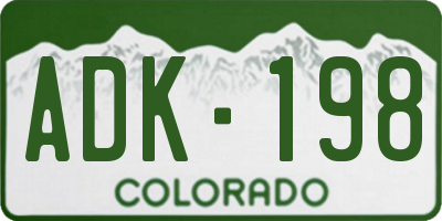CO license plate ADK198