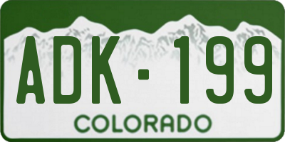 CO license plate ADK199
