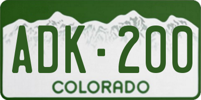 CO license plate ADK200