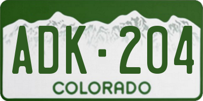 CO license plate ADK204