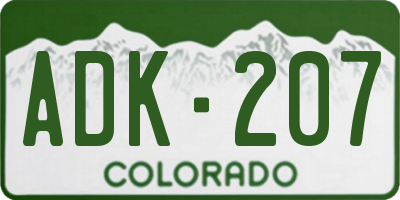 CO license plate ADK207