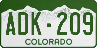 CO license plate ADK209