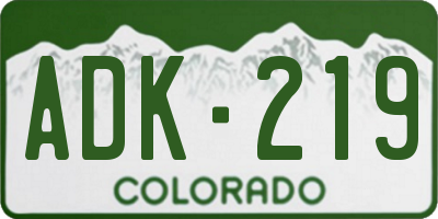 CO license plate ADK219