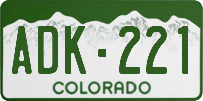 CO license plate ADK221