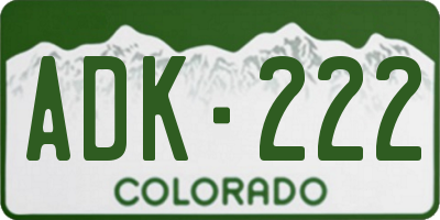 CO license plate ADK222