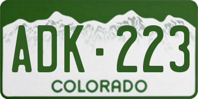 CO license plate ADK223