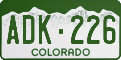 CO license plate ADK226
