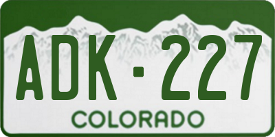 CO license plate ADK227
