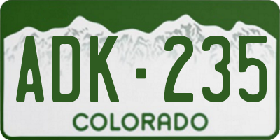CO license plate ADK235