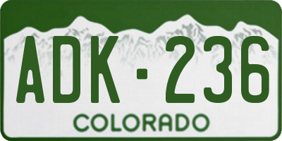 CO license plate ADK236
