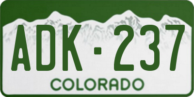 CO license plate ADK237