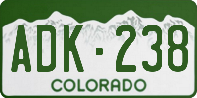 CO license plate ADK238