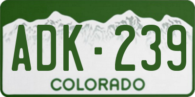 CO license plate ADK239