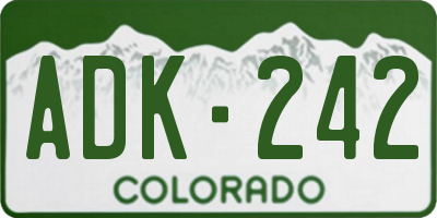 CO license plate ADK242
