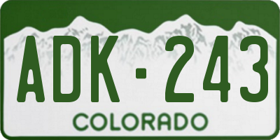 CO license plate ADK243