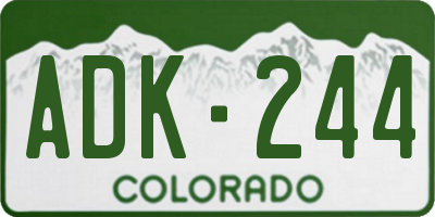 CO license plate ADK244