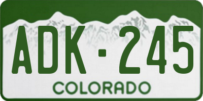 CO license plate ADK245