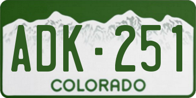 CO license plate ADK251