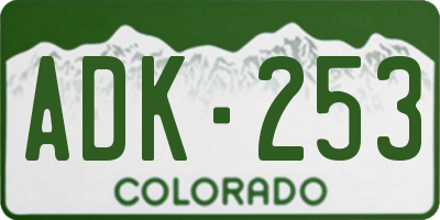 CO license plate ADK253