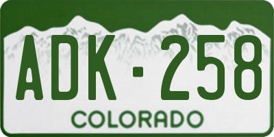 CO license plate ADK258