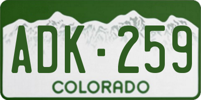 CO license plate ADK259