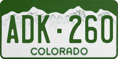 CO license plate ADK260