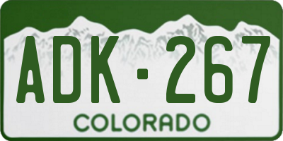 CO license plate ADK267