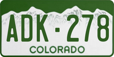 CO license plate ADK278