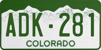 CO license plate ADK281