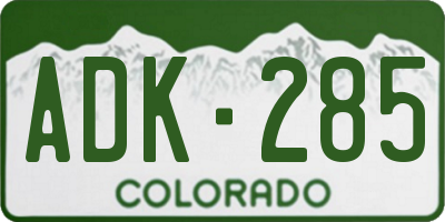 CO license plate ADK285