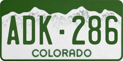 CO license plate ADK286