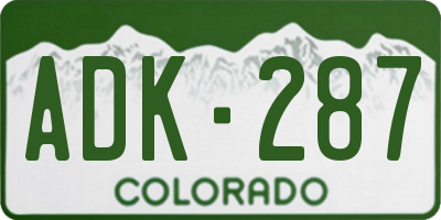 CO license plate ADK287