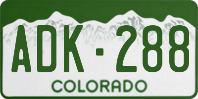 CO license plate ADK288