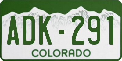 CO license plate ADK291