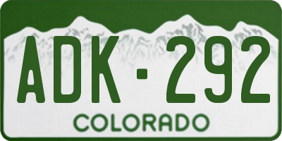 CO license plate ADK292
