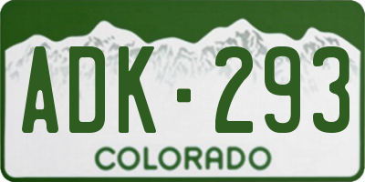 CO license plate ADK293