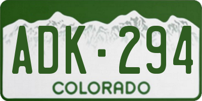 CO license plate ADK294