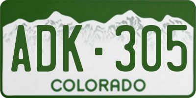 CO license plate ADK305