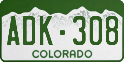CO license plate ADK308